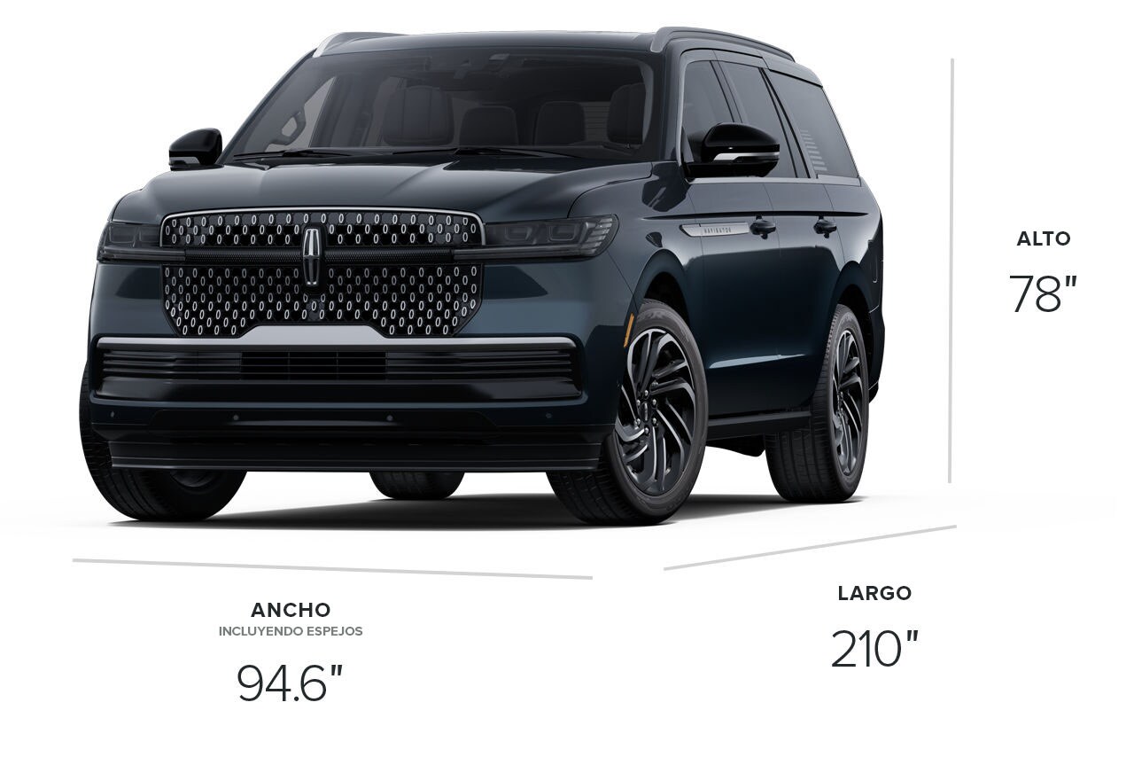 2025 Lincoln Navigator® Reserve con dimensiones de 210 pulgadas de largo, 94.6 pulgadas de ancho y 78 pulgadas de alto