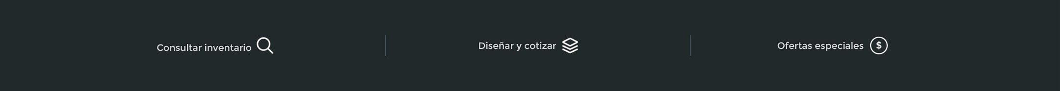 Consultar inventario, Diseñar y cotizar, Calculadora de pagos.