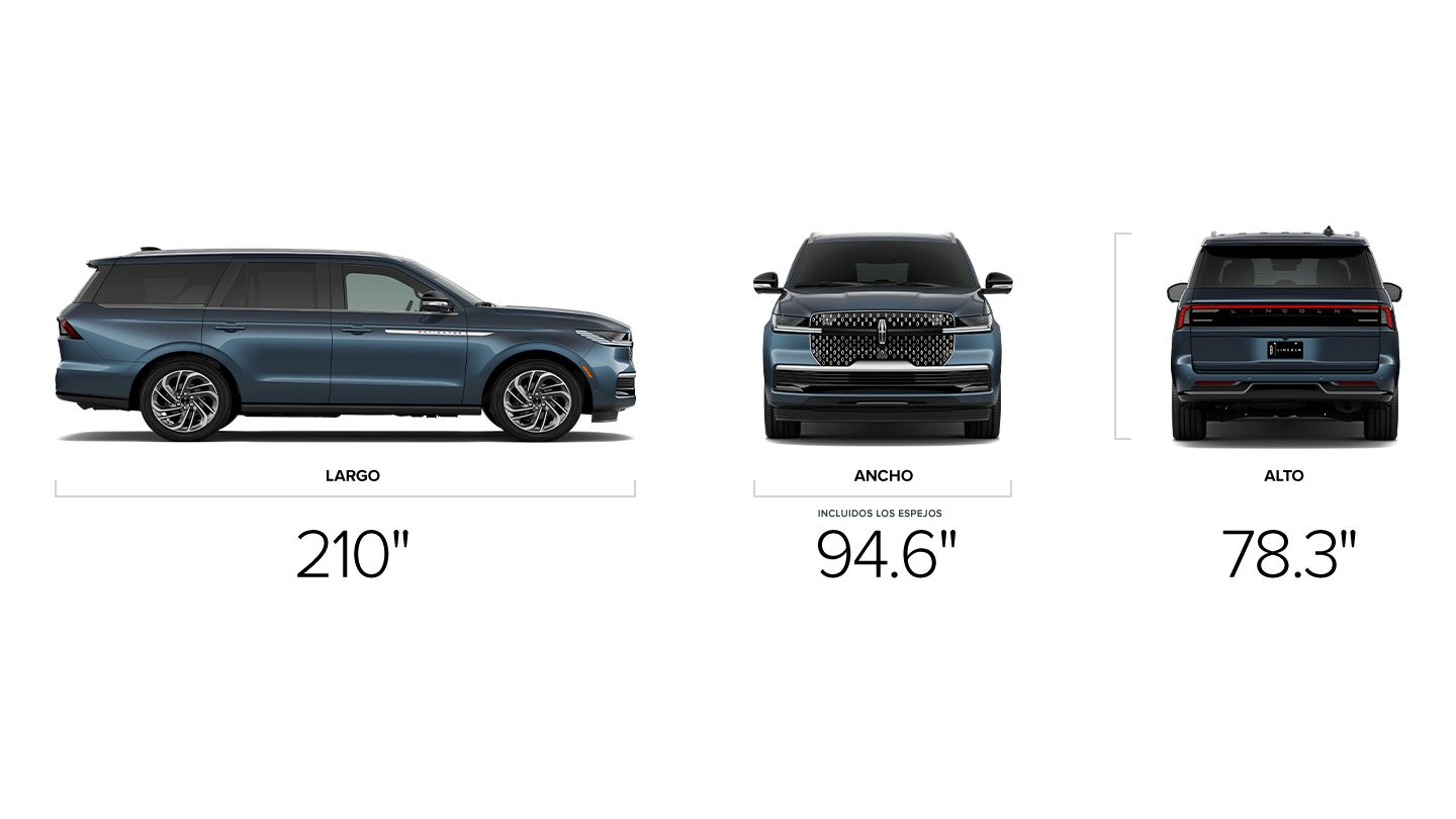 Las dimensiones de una Lincoln Navigator SUV® 2027 distancia entre ejes estándar