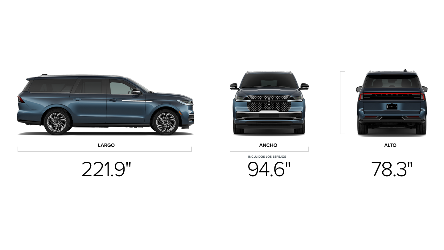 Las dimensiones de una Lincoln Navigator SUV® 2027 distancia entre ejes estándar