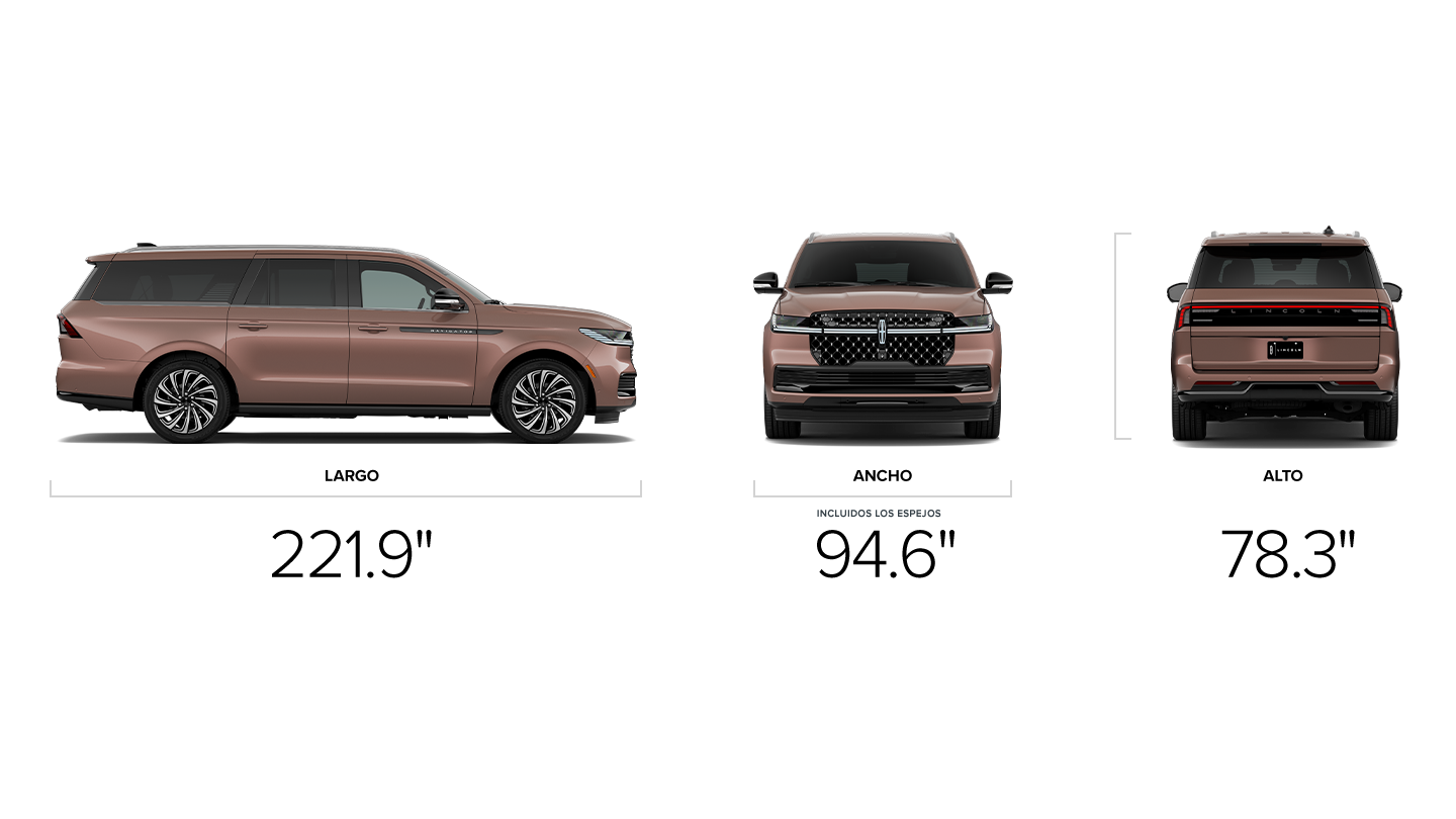 Las dimensiones de una Lincoln Navigator SUV® 2027 distancia entre ejes estándar