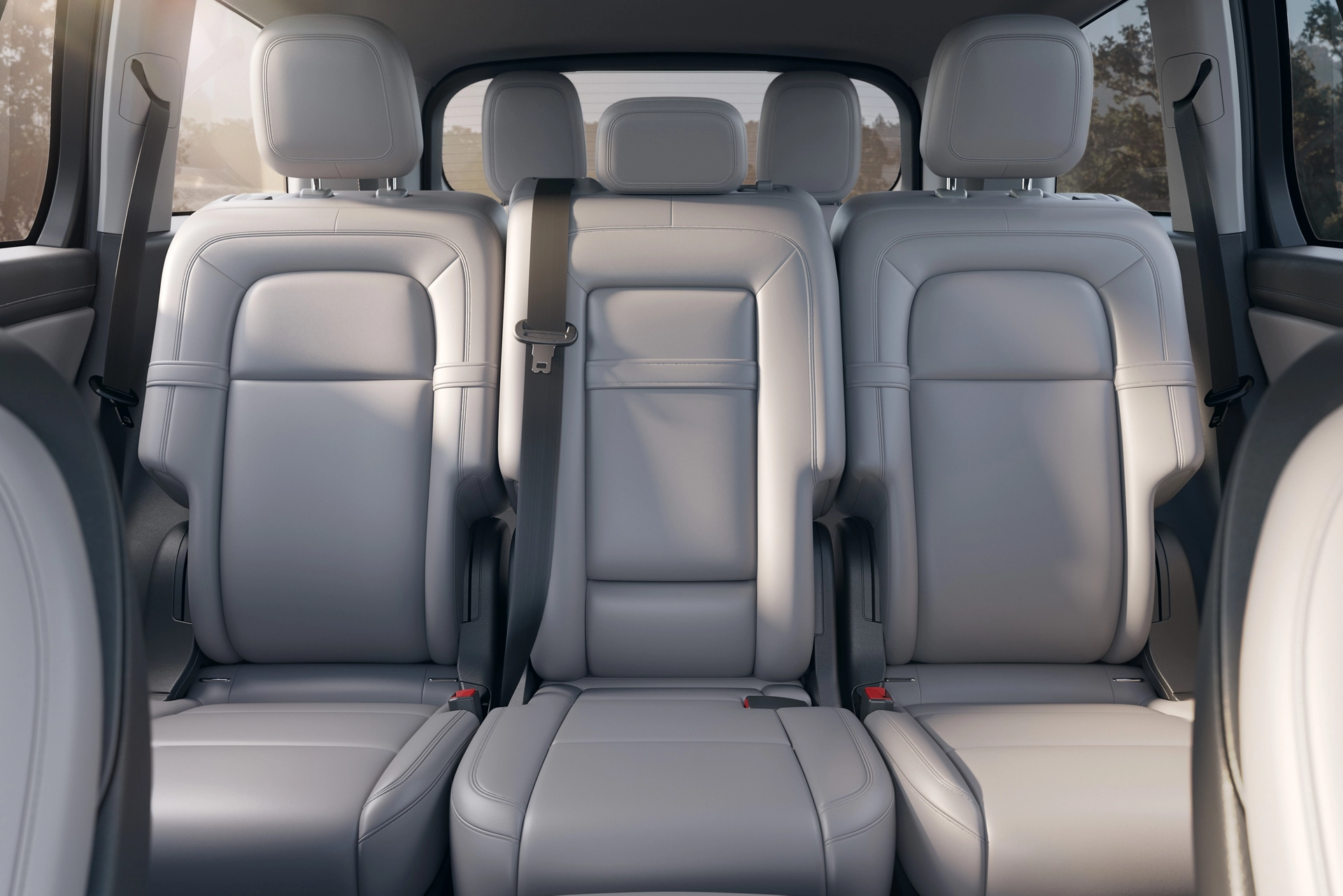 The second row of a 2025 Lincoln Aviator® SUV in the bench configuration