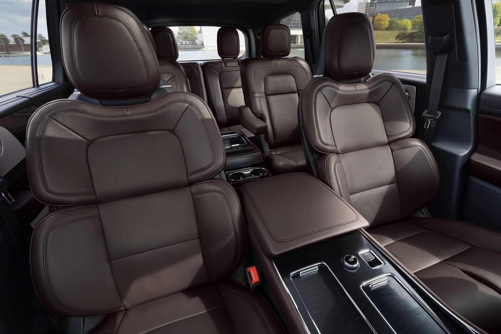 The seats and interior inside the 2025 Lincoln Aviator.